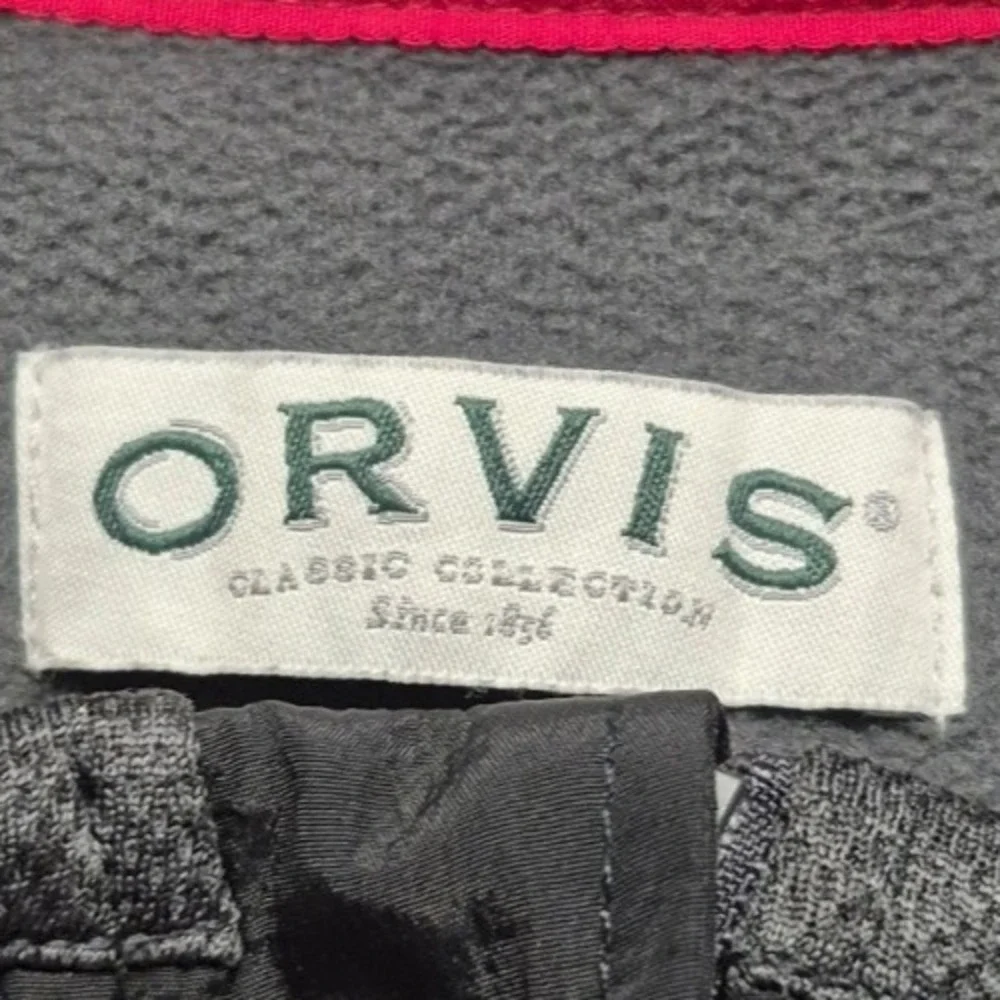 Orvis men's gray black bonded mesh fleece full‎ zip jacket XL pockets outdoor
